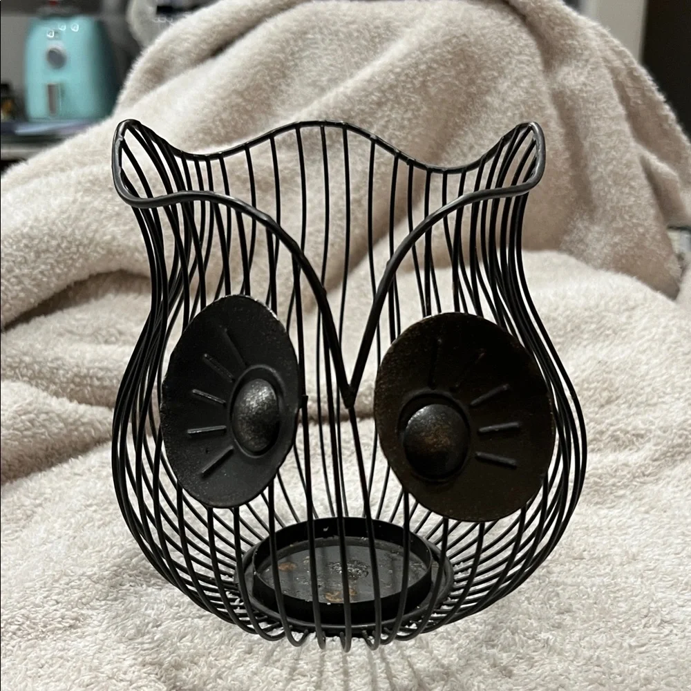 Black Wire Owl Candle Holder